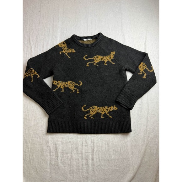 THML Sweaters - THML Sweater Womens S Cheetah Print Black Gold Mob Wife Boho Glam Indie Sleaze
